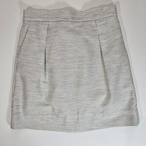 Gap Midi‎ Skirt Womens Size 2 Light Grey Pleated Pocketed Rear Zip Summer Casual